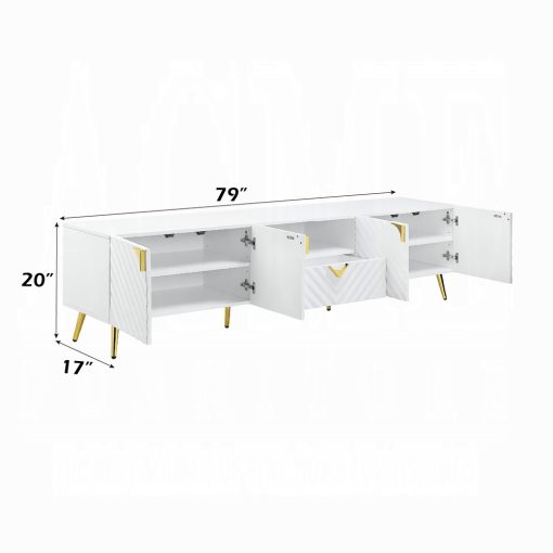 Acme Gaines White High Gloss TV Stand - Image 5