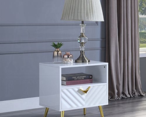 Acme Gaines White High Gloss End Table