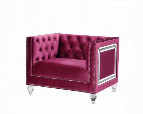 Acme Heibero Burgundy Velvet Chair