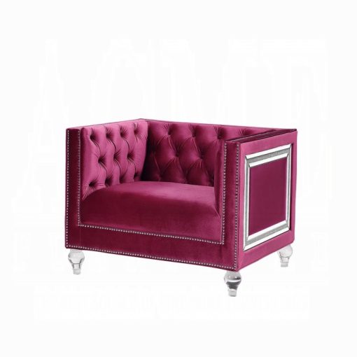 Acme Heibero Burgundy Velvet Chair