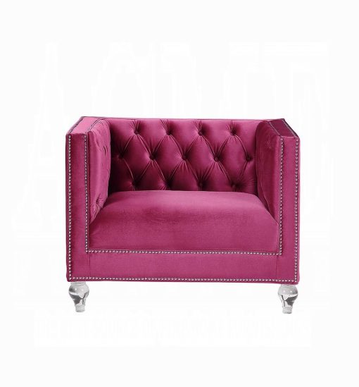 Acme Heibero Burgundy Velvet Chair - Image 2