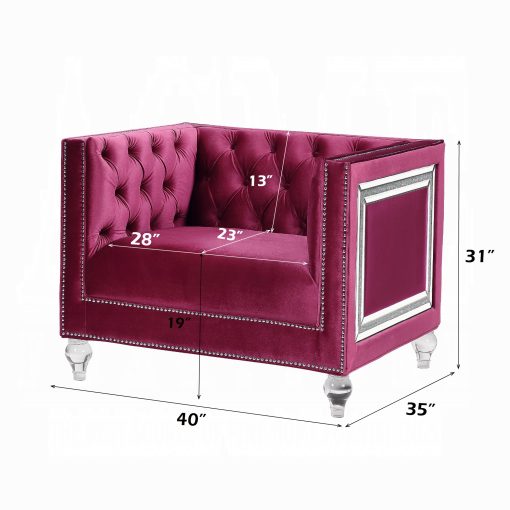 Acme Heibero Burgundy Velvet Chair - Image 5