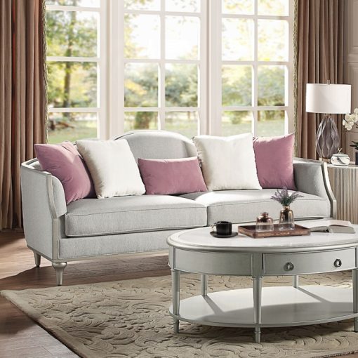Acme Kasa Beige Linen Sofa w/5 Pillows