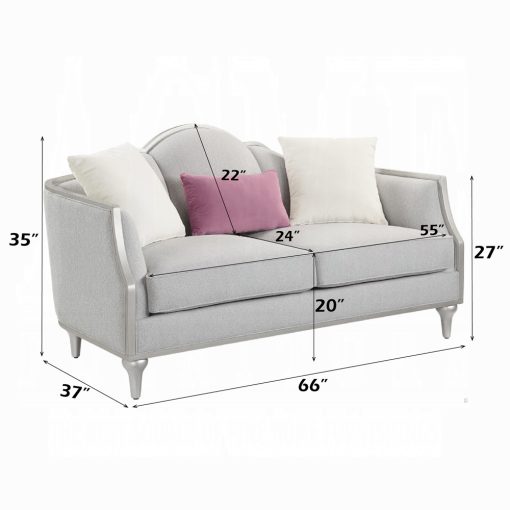 Acme Kasa Beige Linen Loveseat w/3 Pillows - Image 7