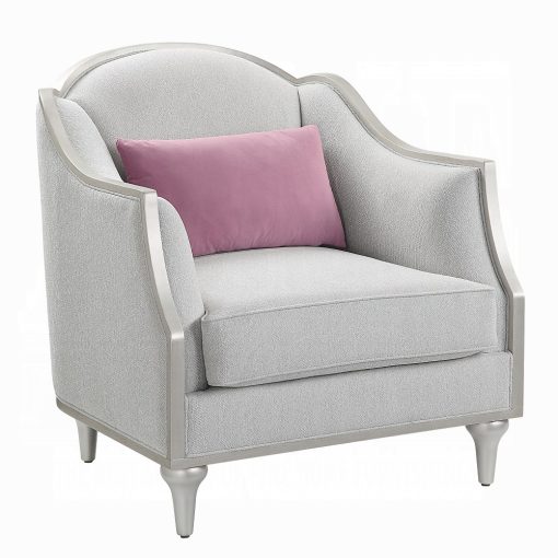 Acme Kasa Beige Linen Chair w/Pillow - Image 2