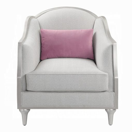 Acme Kasa Beige Linen Chair w/Pillow - Image 3