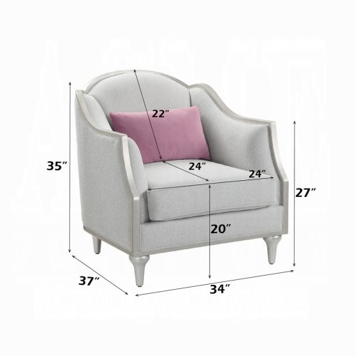 Acme Kasa Beige Linen Chair w/Pillow - Image 8