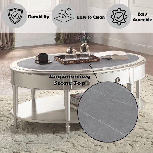 Acme Kasa Sintered Stone & Champagne Coffee Table - Image 10