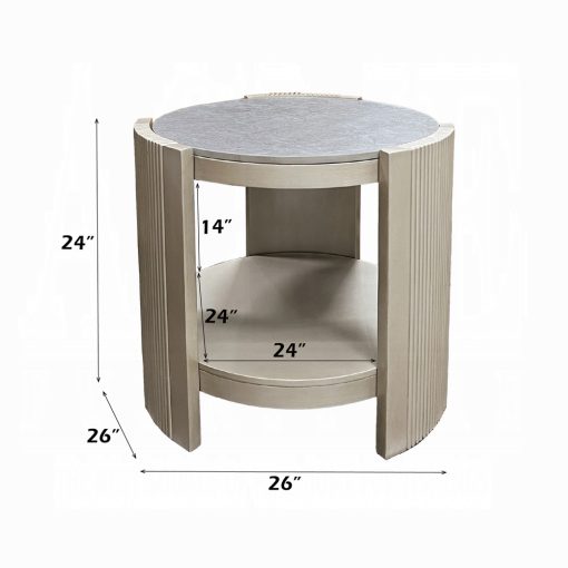 Acme Kasa Sintered Stone & Champagne End Table - Image 7