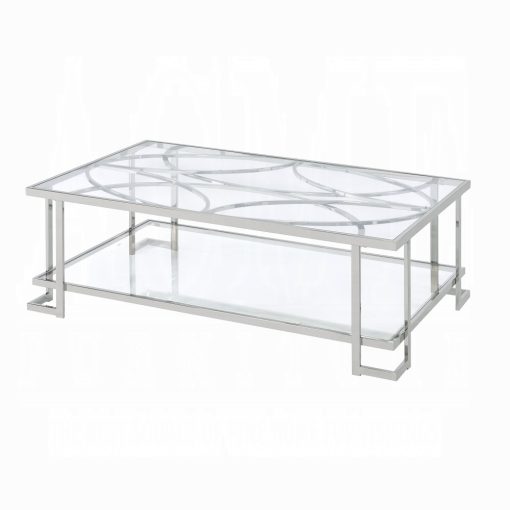 Acme Kalan Glass & Silver Coffee Table - Image 2