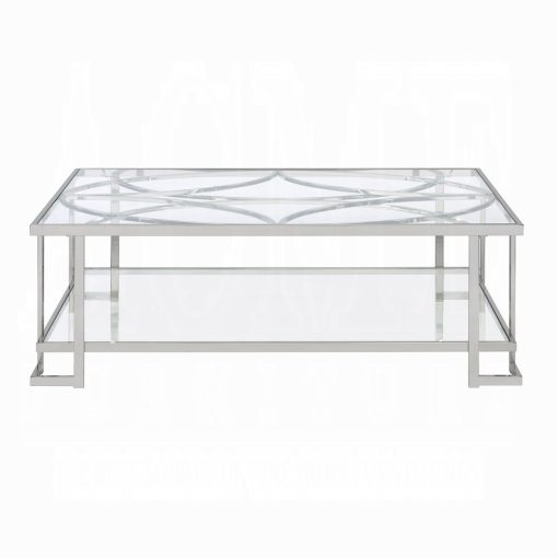 Acme Kalan Glass & Silver Coffee Table - Image 3