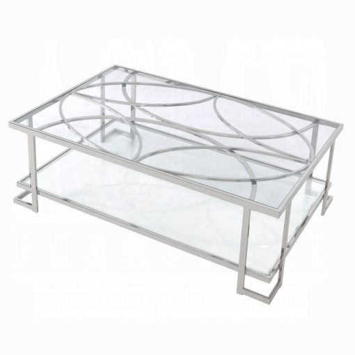 Acme Kalan Glass & Silver Coffee Table - Image 4