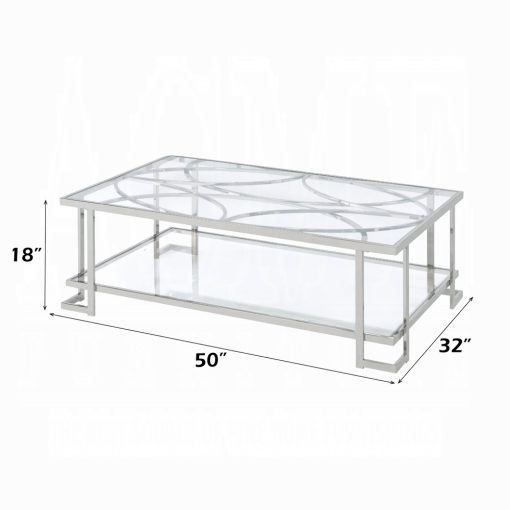 Acme Kalan Glass & Silver Coffee Table - Image 5