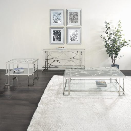 Acme Kalan Glass & Silver Coffee Table - Image 7