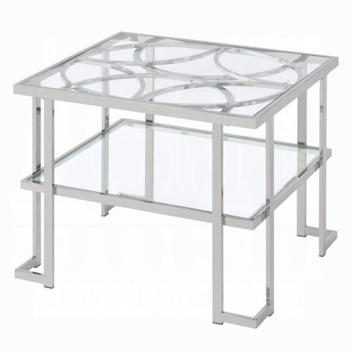 Acme Kalan Glass & Silver End Table - Image 2