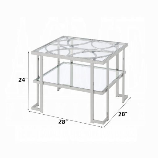 Acme Kalan Glass & Silver End Table - Image 4