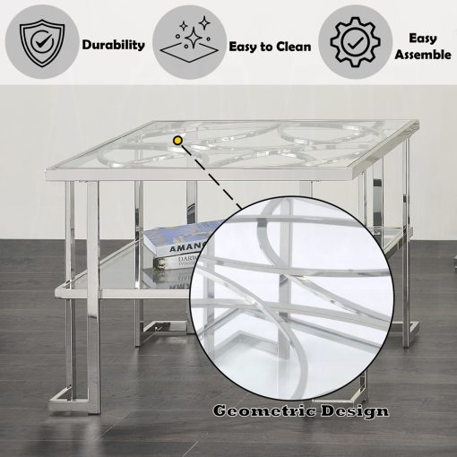 Acme Kalan Glass & Silver End Table - Image 5