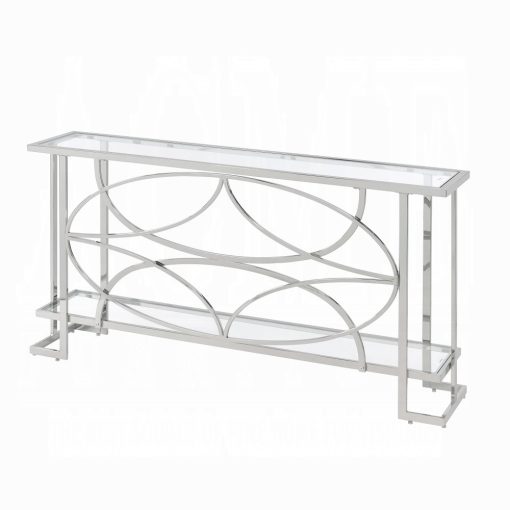 Acme Kalan Glass & Silver Sofa Table - Image 2
