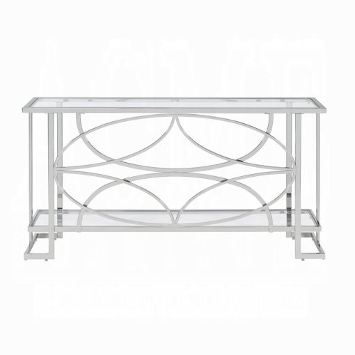 Acme Kalan Glass & Silver Sofa Table - Image 3
