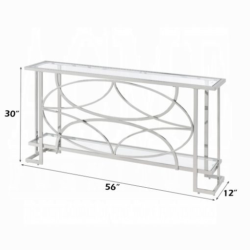 Acme Kalan Glass & Silver Sofa Table - Image 5