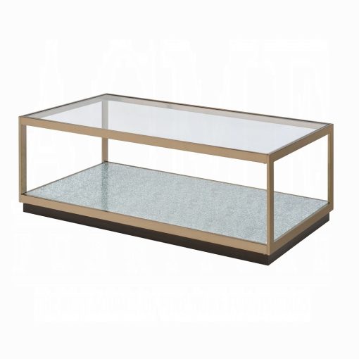 Acme Kaia Glass & Gold Coffee Table - Image 2