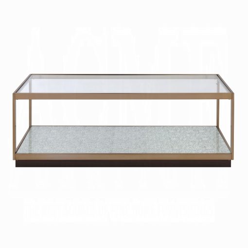 Acme Kaia Glass & Gold Coffee Table - Image 3