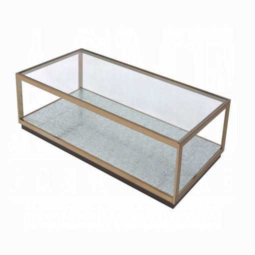 Acme Kaia Glass & Gold Coffee Table - Image 4