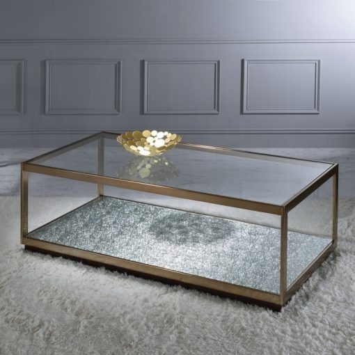 Acme Kaia Glass & Gold Coffee Table