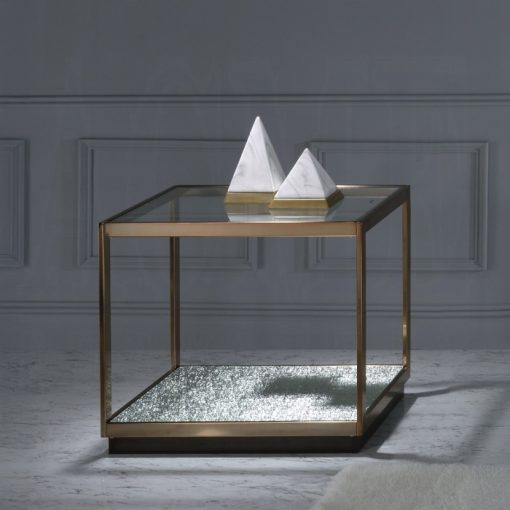 Acme Kaia Glass & Gold End Table
