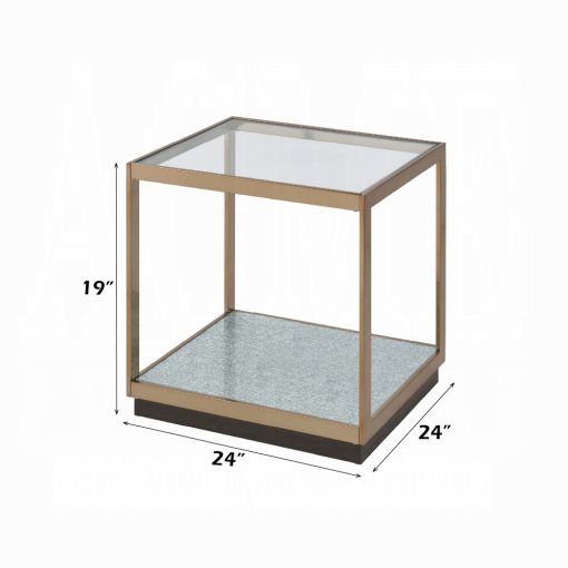 Acme Kaia Glass & Gold End Table - Image 4