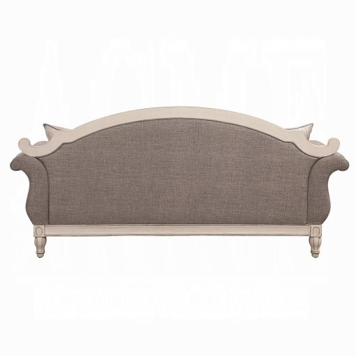 Acme Florian Gray Fabric & Antique White Sofa with 4 Pillows - Image 5