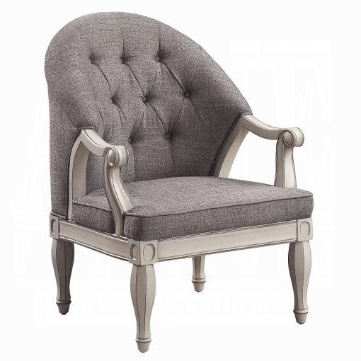 Acme Florian Gray Fabric & Antique White Chair - Image 3