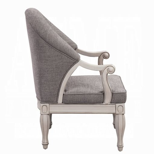 Acme Florian Gray Fabric & Antique White Chair - Image 4
