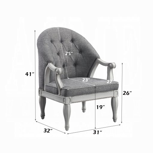 Acme Florian Gray Fabric & Antique White Chair - Image 10