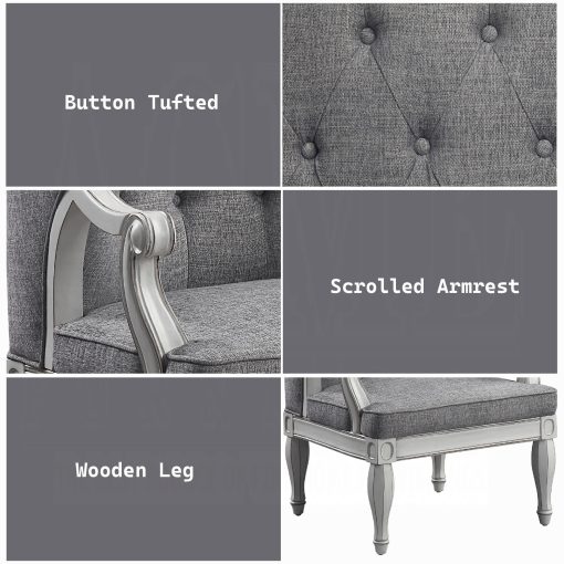 Acme Florian Gray Fabric & Antique White Chair - Image 11