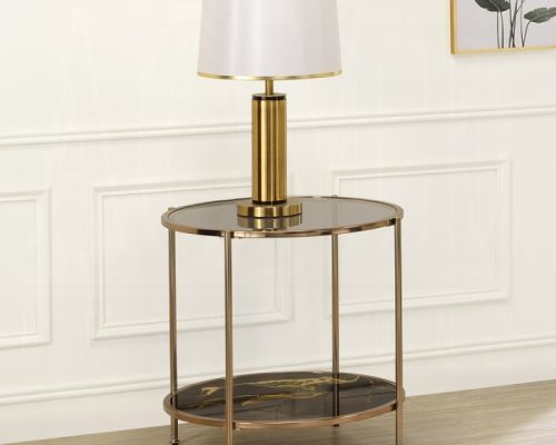 Acme Fiorella Glass, Black Marble Paint & Gold End Table