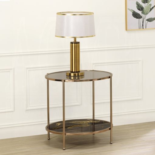 Acme Fiorella Glass, Black Marble Paint & Gold End Table