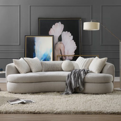 Acme Iniko Beige Boucle Sofa with 6 Pillows
