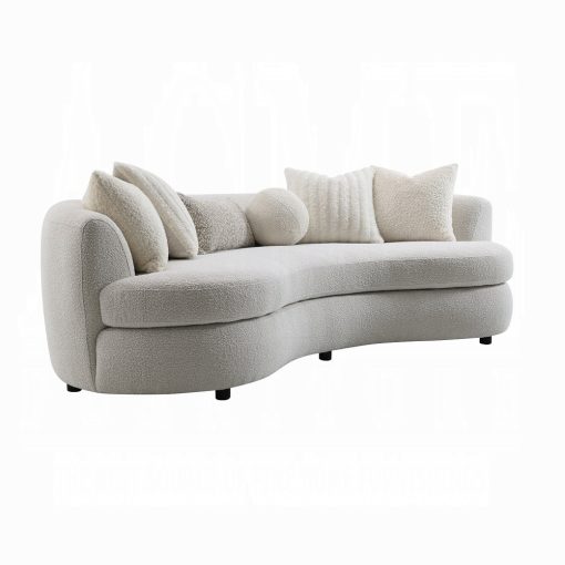 Acme Iniko Beige Boucle Sofa with 6 Pillows - Image 2