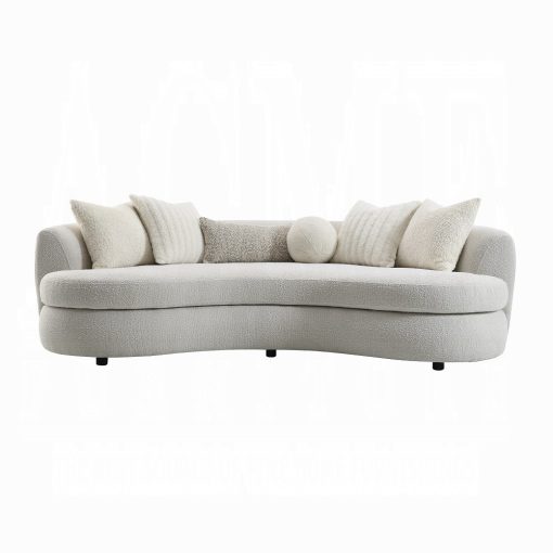 Acme Iniko Beige Boucle Sofa with 6 Pillows - Image 3