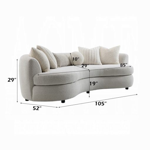 Acme Iniko Beige Boucle Sofa with 6 Pillows - Image 7