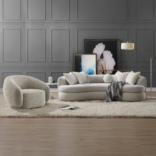 Acme Iniko Beige Boucle Sofa with 6 Pillows - Image 8