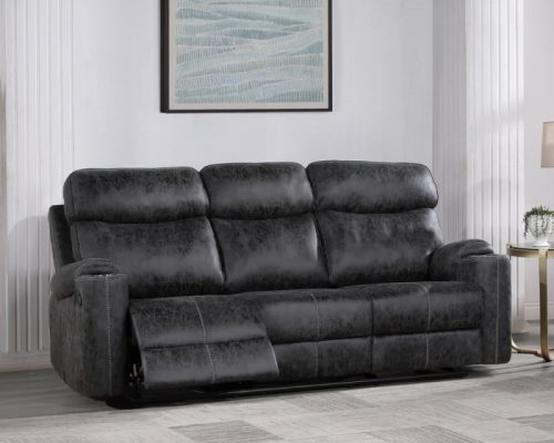 Acme Hirah Dark Gray Polish Microfiber Motion Sofa