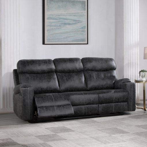 Acme Hirah Dark Gray Polish Microfiber Motion Sofa
