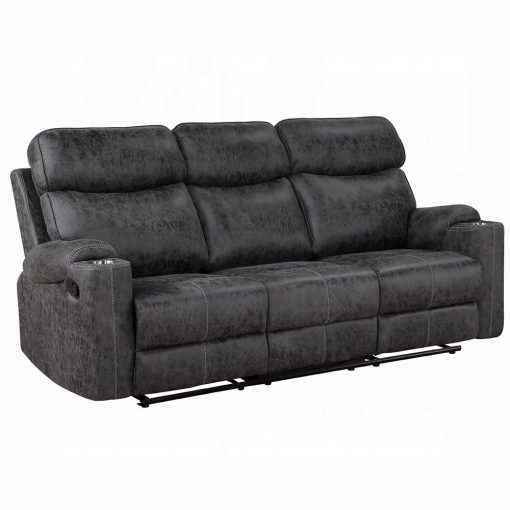 Acme Hirah Dark Gray Polish Microfiber Motion Sofa - Image 2