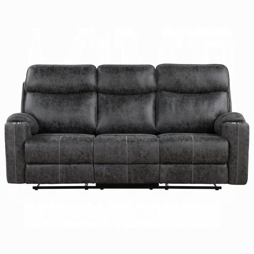 Acme Hirah Dark Gray Polish Microfiber Motion Sofa - Image 3