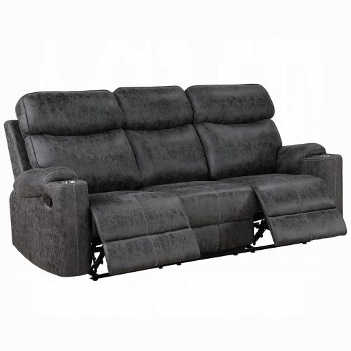 Acme Hirah Dark Gray Polish Microfiber Motion Sofa - Image 5