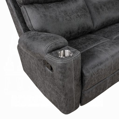 Acme Hirah Dark Gray Polish Microfiber Motion Sofa - Image 6