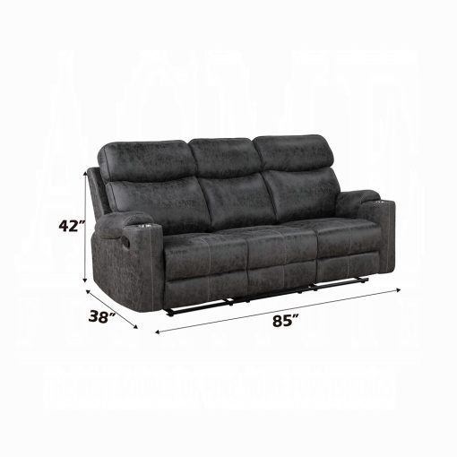 Acme Hirah Dark Gray Polish Microfiber Motion Sofa - Image 4