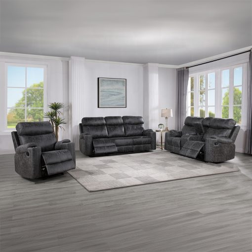 Acme Hirah Dark Gray Polish Microfiber Motion Sofa - Image 7